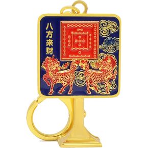 Feng Shui Keychain Ho Tu Enhancing Mirror Keyring Harmony Wealth Prosperity Success Amulet New Year Gift W5524