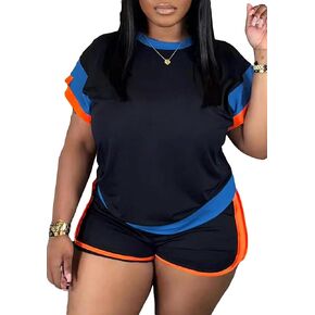 Ptorlio Women 2 Piece Outfits Sets Short Sleeve Top Shorts Matching Lounge Sets with Pockets Biker