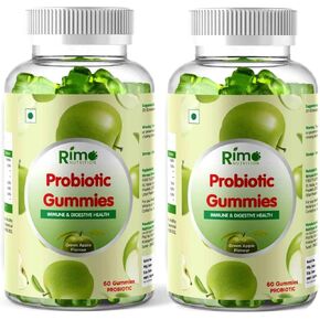 Pack of 2 Green Apple 5 Billion CFU Probiotic Gummies, Chewable Supplement for Men and Women, 60 Day Supply - 60 Count Each (120 Count)