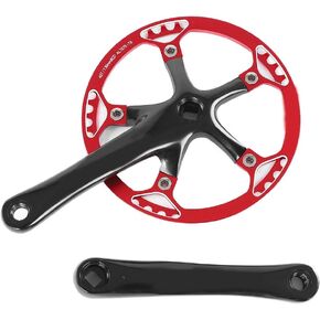 VGEBY Bike Crankset, Aluminum Alloy Taper Forged Crank Sprocket Bike Chainwheel Crank Set(Black + red 45T,) and Spare Parts Crankset Single Speed Crankset Road Bike