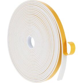 26Feet Weather Stripping Seal (1/2 Inch X 1/8 Inch) for Door Window, Adhesive Door Seal Strip, Soundproof Foam Tape Roll Draft Proof High Density Insulation Strip for Door Frame and Windows, White