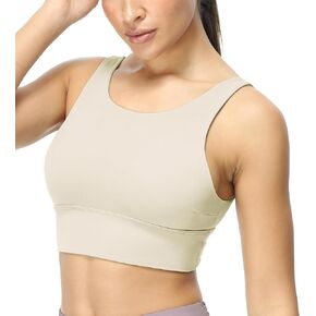 icyzone Women's Sports Bras, Padded Open Back Yoga Bras Crop Top Medium Impact