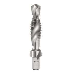 uxcell Combination Drill and Tap Bits, Metric M10 x 1.5 Thread 1/4" Hex Shank 4341 High Speed Steel Threading Screw Taps Machine Drilling Tapping Tool Kit