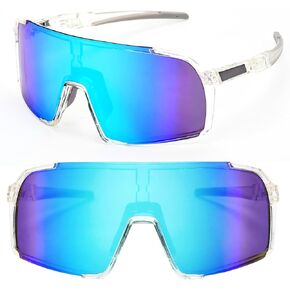 Polarized Sports mens sunglasses, Cycling Driving Fishing Baseball Running Golf (Black Frame Colorful Red)