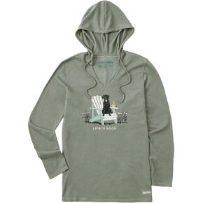 Life is Good. Women's Realisn't Black Lab Adirondack Long Sleeve Crusher-LITE Hooded Tee, Moss Green (US, Alpha, X-Large, Regular, Regular, Moss Green)