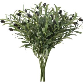 Leftover 38 Inch Faux Olive Branches for Vase,3Pcs Artificial Olive Branches,Eucalyptus Stems,Fake Plant,Faux Greenery Stems for Centerpieces,Olive Tree Branches for Home Decor&Wedding Decor