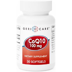 GeriCare CoQ10 100mg Softgels - High Absorption Co Q 10 Supplement - Easy to Swallow Q10 Coenzyme for Men, Women, and Elderly - 1 Month Supply, 30 Count - Travel Friendly