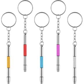 5PCS Glasses Tightening Kit 4 In1 Mini Screwdriver for Eyeglasses, Watches Mini Precision Sunglasses Repair Kit with Keychain, Stainless Steel Alloy Tiny Screwdriver Set Watchmaker Tool(5 Colors)
