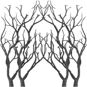 SEWACC Artificial Antler Dried Tree Branches 4pcs Plastic Manzanita Branches Decorative Plant Twigs Branch for Wedding Home (Black)