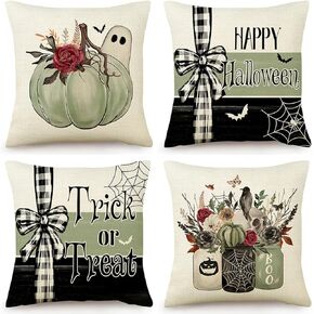 PSDWETS Autumn Decorations Pumpkin Pillow Covers Set of 4 Fall Decor Grateful Thanksgiving Throw Pillow Covers Cushion Cover 18 X 18