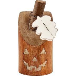 Mud Pie, Orange, Halloween Jack-O-Lantern Pumpkin Block Sitter, Small, 7" x 4" Dia