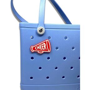 BOGLETS - Cheerleading Charm Compatible with Bogg Bags - Decorative Charm for Bogg Bags & Other Tote Bags (Red Megaphone)