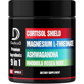 9in1 Cortisol Shield - Magnesium L-Threonate & Ashwagandha with Rhodiola, Phosphatidylserine, Passion Flower, L-Theanine, Apigenin, Licorice, Magnolia - Rest Well & Mood Balance - 60 Count