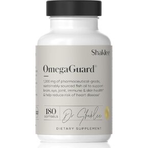 Shaklee - OmegaGuard - Clean, Pure Omega-3s for Heart, Eye, Brain, & Joint Wellness - Sustainable Fish Oil - Full Spectrum Formula with EPA & DHA - Pharmaceutical Grade - 180 Softgels