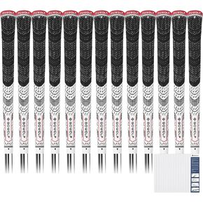 Gowolf 2024 New Cross Corded Rubber Golf Grips 13 Pack, Back Rib Improved Control Multi-Compound Hybrid Golf Club Grips, with Free 15 Tapes