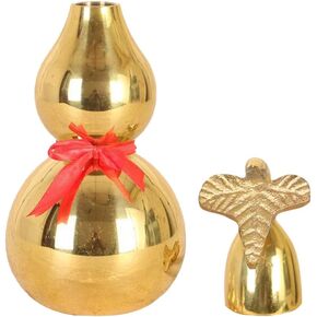 1pc Copper Gourd Home Ornament Home Accessories Feng Shui Statue Chinese Feng Shui Decoration Gourd Photography Treasure Calabash Wu Antique Decor Copper Craft Ornament Lucky Props
