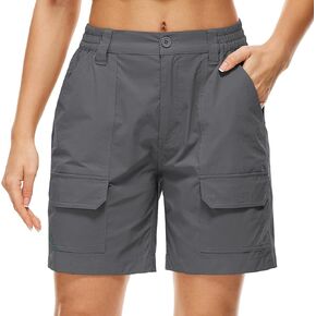Jessie Kidden Womens Stretch Cargo Hiking Shorts Quick Dry Elastic Waist 7" Casual Shorts for Women