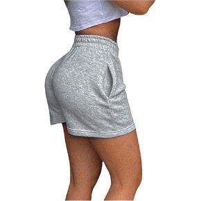 SOLY HUX Women's Shorts Casual Summer Sweat Shorts Elastic High Waist Lounge Shorts with Pockets