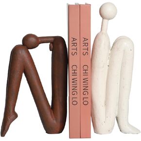 The perseids Decorative Bookends for Heavy Books, Thinker Statue Book Holders, Abstract Decor Aesthetic Book Ends for Shelves Living Room Office Home Decor, Resin