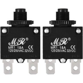 uxcell 2Pcs Thermal Overload Protector AC 125/250V 18A Push Button Reset Circuit Breaker