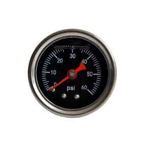Fuel Pressure Gauge 0-60 Psi, 1.9" Black Dial, 1/8 NPT Back Mount, Stainless Steel Case, Glycerin Filled Gauges for Water Oil Air Pressure Test