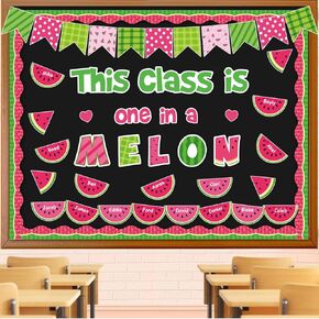 90 Pieces Watermelon Bulletin Board for Classroom Decoration One In a Melon Classroom Decorations Watermelon Paper Cutouts Sweet Spring Summer Bulletin Board Decorations for School Wall Decor Supplies