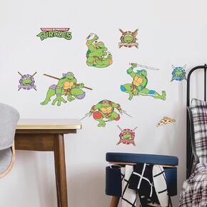 Teenage Mutant Ninja Turtles Wall Decals - Set of 10 TMNT Vinyl Wall Sticker Bedroom Decorations - Peel and Stick Room Decor Red Green Blue Purple