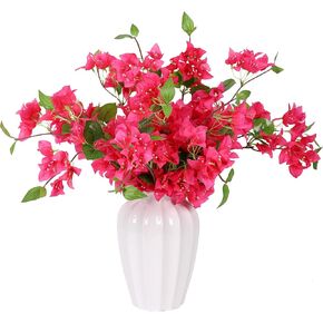 10PCS Bougainvillea Artificial Flowers 30" Silk Fake Bougainvillea Branches Faux Flowers Vines for Home，Garden，Wedding，Party，Indoor and Outdoor，Floral Arrangement and DIY Decor（White）