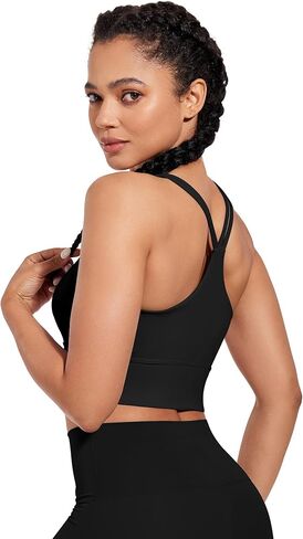 حمالة صدر رياضية للنساء من XUNYU على شكل حرف Y من الخلف، قطع علوية للتمرين من الخلف، ذات تأثير عالي، يوغا تانك Strappy، قطعة علوية قصيرة مدمجة في حمالات الصدر in Kuwait