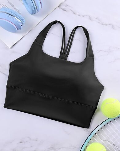 حمالة صدر رياضية للنساء من XUNYU على شكل حرف Y من الخلف، قطع علوية للتمرين من الخلف، ذات تأثير عالي، يوغا تانك Strappy، قطعة علوية قصيرة مدمجة في حمالات الصدر in Kuwait