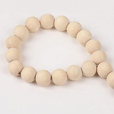 3 قطع من إكليل الخرز من الخشب الطبيعي مع شرابات، ديكور بوهو مصنوع يدويًا لديكور معلق على الحائط لبيت المزرعة، غرفة الطفل، زخرفة المزهرية in Kuwait