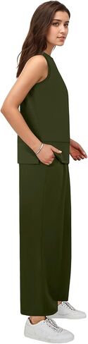 MZROCR Two Piece Sets for Women Summer Sleeveless Lounge Sets for Women Casual Travel Outfits Wide Leg Tracksuits in Saudi Arabia