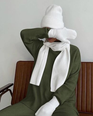 Dowerme المرأة 2 قطعة مجموعات سترة عالية الرقبة طويلة الأكمام سترة الرباط واسعة الساق بانت مكتنزة متماسكة صالة مجموعة in Kuwait