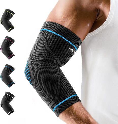 كم ضاغط للكوع، عبوة من قطعتين، دعامة مرفق عالية المرونة لالتهاب الأوتار ومرفق التنس للنساء والرجال، كم مرفق للتنس، لاعب الجولف، كرة الريشة، رفع الأثقال، أسود M in Kuwait