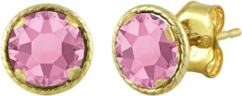 Jewelili 10K Yellow Gold 5 MM Round Cubic Zirconia Stud Earrings in Kuwait