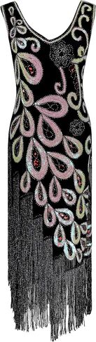 1920S Women's Gatsby Sequin Dress Vintage V Neck Flapper Cocktail Party Dress in Saudi Arabia