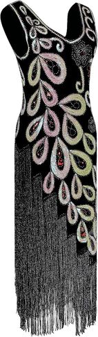 1920S Women's Gatsby Sequin Dress Vintage V Neck Flapper Cocktail Party Dress in Saudi Arabia