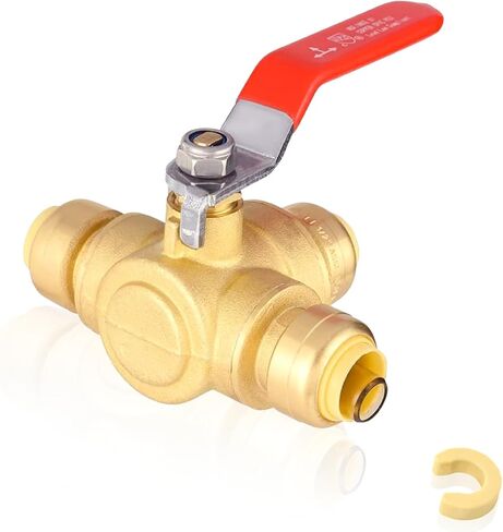 1/2 Inch 3-Way Ball Valve,Push-fit Plumbing Fittings to Connect PEX, Copper, CPVC, PE-RT, With Disconnect Clip(Pack of 1) in Saudi Arabia
