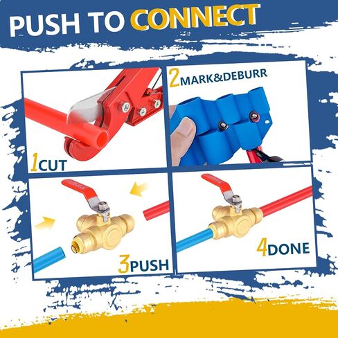 1/2 Inch 3-Way Ball Valve,Push-fit Plumbing Fittings to Connect PEX, Copper, CPVC, PE-RT, With Disconnect Clip(Pack of 1) in Saudi Arabia