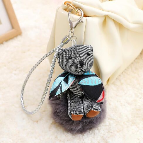 Mystery Flower Fragrance Keychain: Solid Aromatherapy for Closet, Car & Home - Dangling Pendant Deodorizer & Air Freshener - Cute bear (Grey bear) in Saudi Arabia
