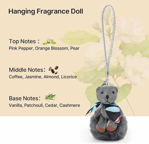 Mystery Flower Fragrance Keychain: Solid Aromatherapy for Closet, Car & Home - Dangling Pendant Deodorizer & Air Freshener - Cute bear (Grey bear) in Saudi Arabia