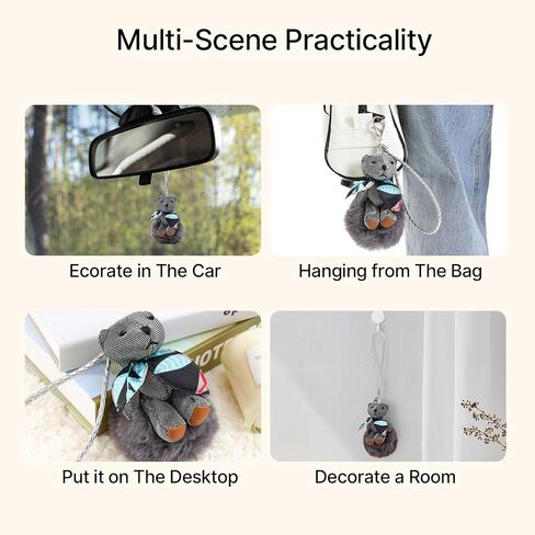 Mystery Flower Fragrance Keychain: Solid Aromatherapy for Closet, Car & Home - Dangling Pendant Deodorizer & Air Freshener - Cute bear (Grey bear) in Saudi Arabia