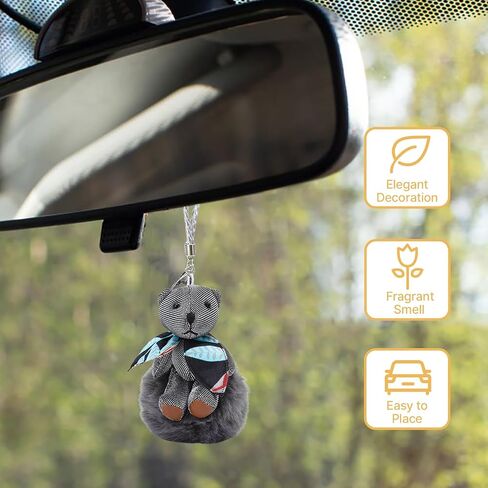 Mystery Flower Fragrance Keychain: Solid Aromatherapy for Closet, Car & Home - Dangling Pendant Deodorizer & Air Freshener - Cute bear (Grey bear) in Saudi Arabia
