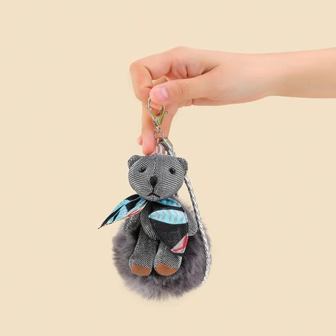 Mystery Flower Fragrance Keychain: Solid Aromatherapy for Closet, Car & Home - Dangling Pendant Deodorizer & Air Freshener - Cute bear (Grey bear) in Saudi Arabia