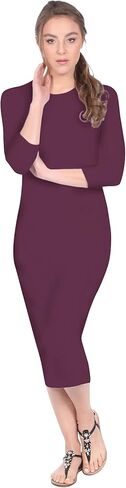 Kosher Casual Women's Modest Knee Length 3-4 Sleeve Layering Midi Dress in Saudi Arabia