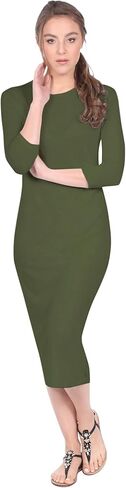Kosher Casual Women's Modest Knee Length 3-4 Sleeve Layering Midi Dress in Saudi Arabia