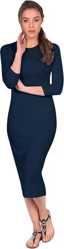 Kosher Casual Women's Modest Knee Length 3-4 Sleeve Layering Midi Dress in Saudi Arabia