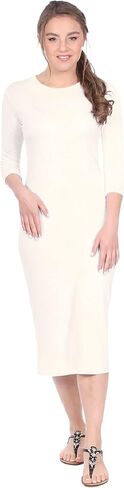 Kosher Casual Women's Modest Knee Length 3-4 Sleeve Layering Midi Dress in Saudi Arabia