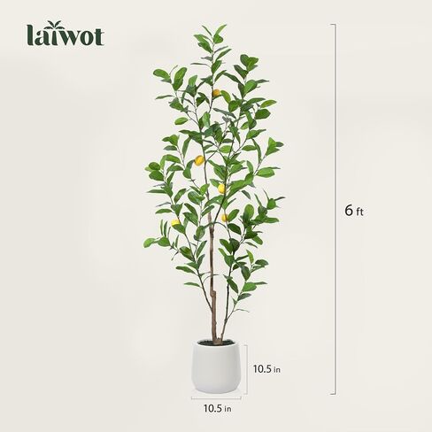 شجرة صناعية، نباتات ليمون وهمية بطول 7 أقدام لديكور المنزل الداخلي، شجرة ليمون صناعية مع زارع أبيض 10.5 بوصة، نباتات أرضية كبيرة لديكور غرفة المعيشة المكتبية، عبوة واحدة in Kuwait