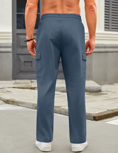 COOFANDY Mens Casual Cargo Pants Relaxed Fit Outdoor Hiking Pants Cotton Drawstring Sweatpants with Pockets in Saudi Arabia